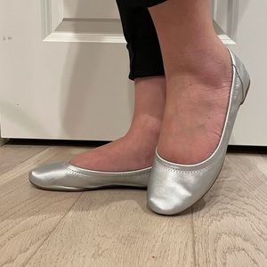 Silver Ballet Flats